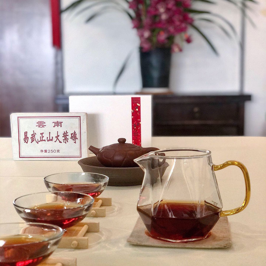 Thé Puer Cuit de Yiwu, Zheng ShanDa Ye Zhuan, Brique aux Grandes Feuilles 2005 - Lemeilleurthedechine