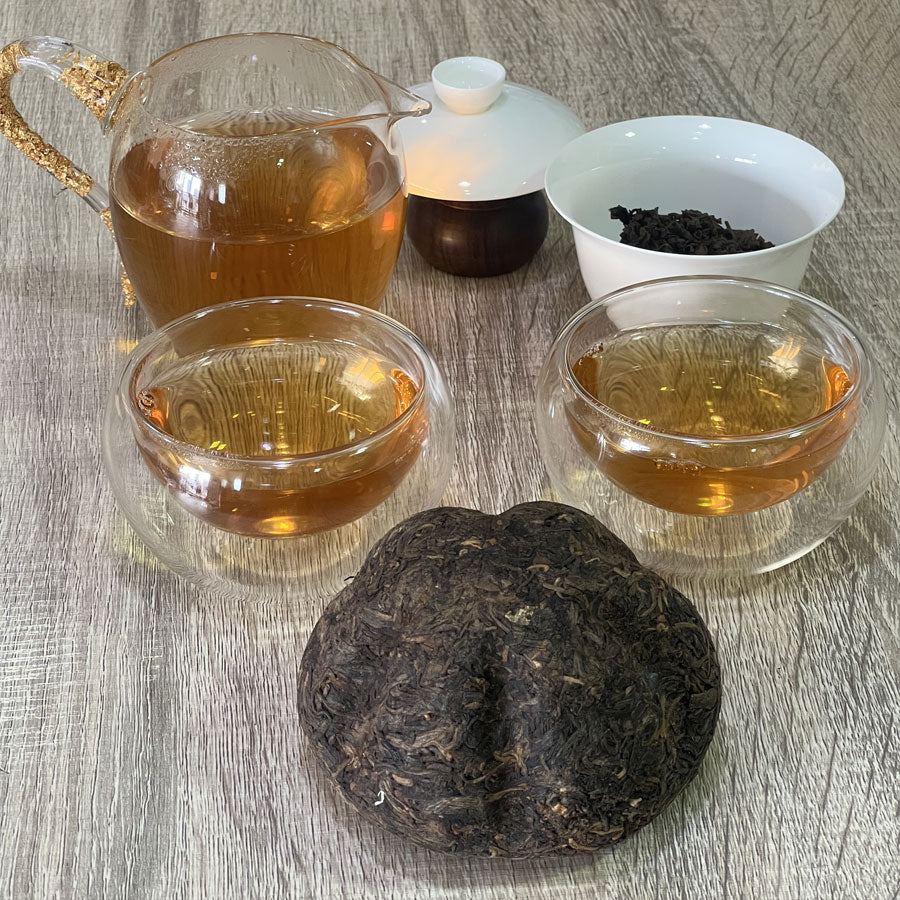 1141 – Fleur de thé Puer Cru Gua 2003 – 280 g - Lemeilleurthedechine