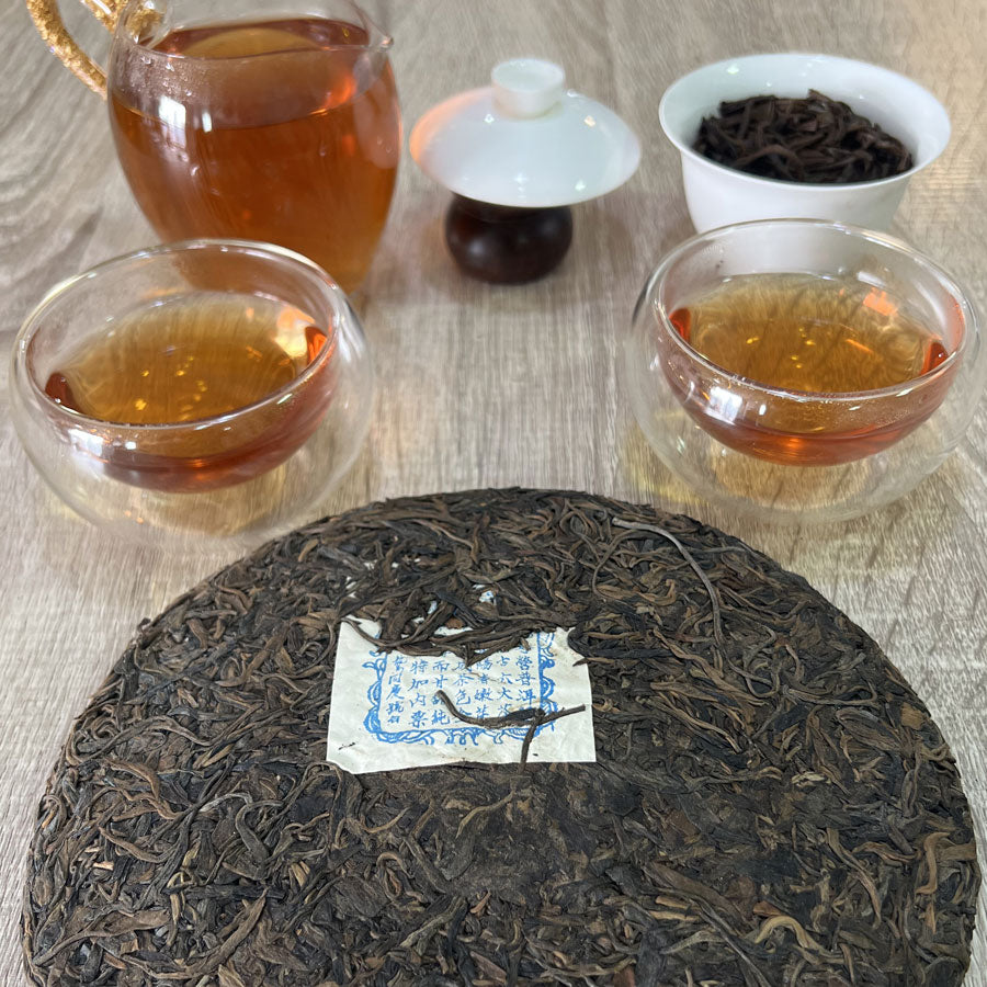118 –Galette deThé Pu'erh Cru Dragon Cheval Long Ma Tong Qing – Yiwu Année 1989 – 357g